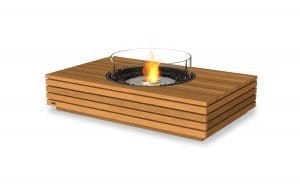 EcoSmart Martini 50 Fire Table finished in stunning teak and incorporating the EcoSmart AB8 burner