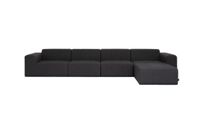 blinde design connect-modular 5 sofa chaise-sofa in sooty front view